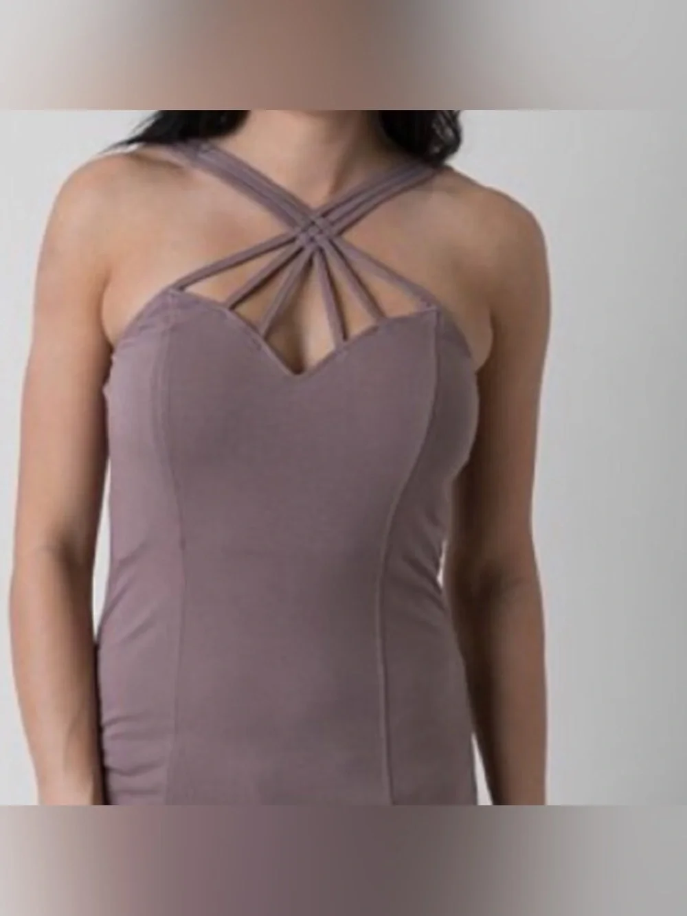 BKE Red Strappy Bodycon Tank Dress Mauve Taupe Size Medium